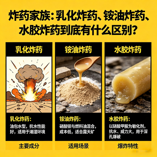 北塔炸药家族：乳化炸药、铵油炸药、水胶炸药到底有什么区别？